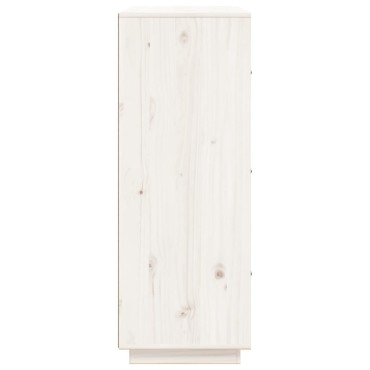 vidaXL Ντουλάπι Ψηλό Λευκό 67x40x108,5cm από Μασίφ Ξύλο Πεύκου 1 τεμ.