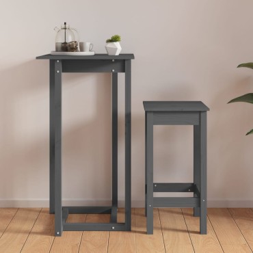 vidaXL Τραπέζι Μπαρ Γκρι 60x60x110cm από Μασίφ Ξύλο Πεύκου 1 τεμ.
