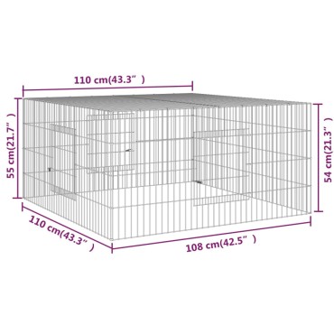 vidaXL Κλουβί Κουνελιών 110x110x55 εκ. από Γαλβανισμένο Σίδερο