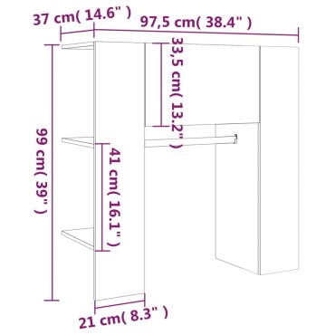vidaXL Ντουλάπι Διαδρόμου Λευκό 97,5x37x99cm Επεξεργ. Ξύλο 1 τεμ.