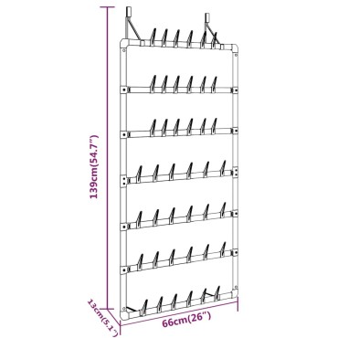 vidaXL Κρεμαστή Ραφιέρα Παπουτσιών Ασημί 66x13x139cm