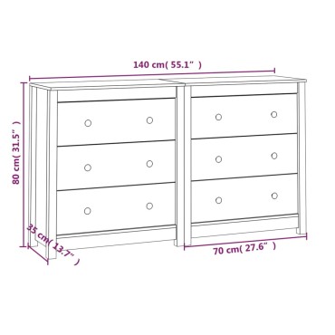 vidaXL Ντουλάπι 140x35x80cm από Μασίφ Ξύλο Πεύκου 1 τεμ.