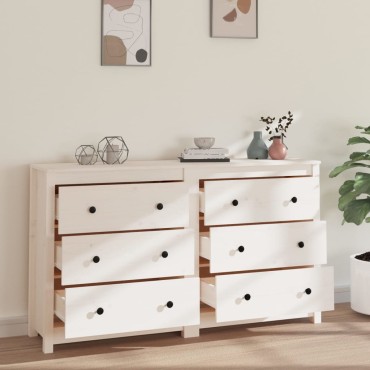 vidaXL Ντουλάπι Λευκό 140x35x80cm από Μασίφ Ξύλο Πεύκου 1 τεμ.