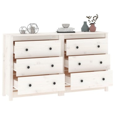 vidaXL Ντουλάπι Λευκό 140x35x80cm από Μασίφ Ξύλο Πεύκου 1 τεμ.