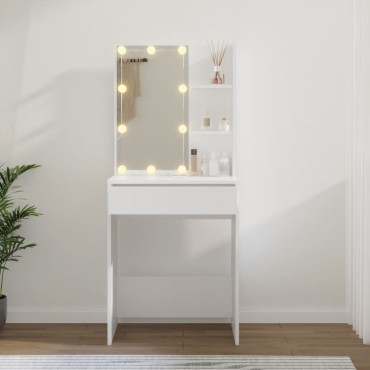 vidaXL Μπουντουάρ με LED Λευκό 60x40x140cm