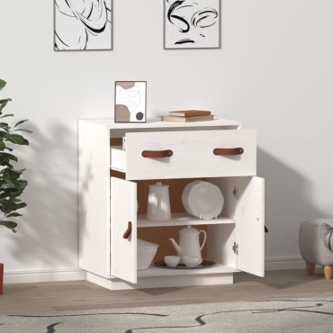 vidaXL Μπουφές Λευκό 65,5x40x75cm από Μασίφ Ξύλο Πεύκου 1 τεμ.
