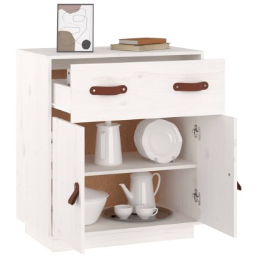 vidaXL Μπουφές Λευκό 65,5x40x75cm από Μασίφ Ξύλο Πεύκου 1 τεμ.