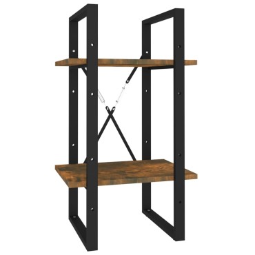 vidaXL Βιβλιοθήκη με 2 Ράφια Καπνιστή Δρυς 40x30x70cm Επεξεργ. Ξύλο 1 τεμ.