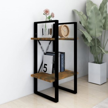 vidaXL Βιβλιοθήκη με 2 Ράφια Καπνιστή Δρυς 40x30x70cm Επεξεργ. Ξύλο 1 τεμ.