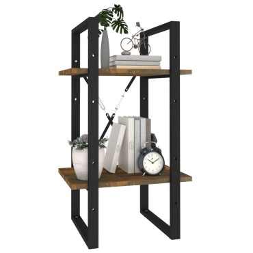 vidaXL Βιβλιοθήκη με 2 Ράφια Καπνιστή Δρυς 40x30x70cm Επεξεργ. Ξύλο 1 τεμ.
