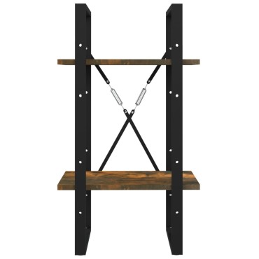 vidaXL Βιβλιοθήκη με 2 Ράφια Καπνιστή Δρυς 40x30x70cm Επεξεργ. Ξύλο 1 τεμ.
