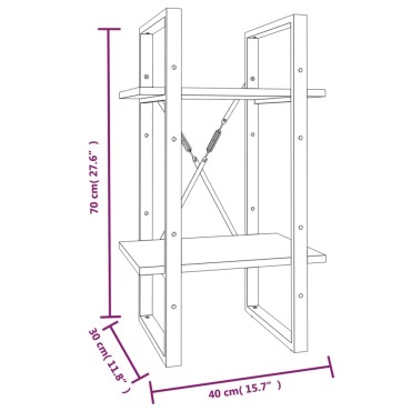 vidaXL Βιβλιοθήκη με 2 Ράφια Καπνιστή Δρυς 40x30x70cm Επεξεργ. Ξύλο 1 τεμ.