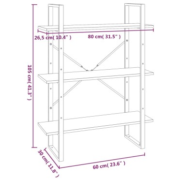 vidaXL Βιβλιοθήκη Γκρι Sonoma 80x30x105cm από Επεξεργασμένο Ξύλο 1 τεμ.