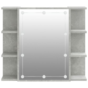 vidaXL Έπιπλο Καθρέπτη με LED Γκρι Σκυροδέματος 70x16,5x60cm 1 τεμ.
