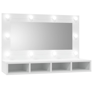 vidaXL Έπιπλο Καθρέπτη με LED Λευκό 90x31,5x62cm 1 τεμ.