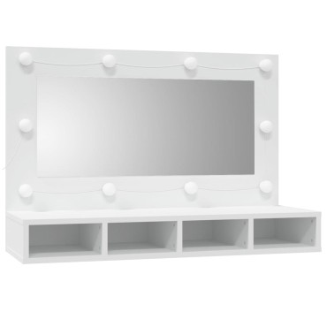 vidaXL Έπιπλο Καθρέπτη με LED Λευκό 90x31,5x62cm 1 τεμ.