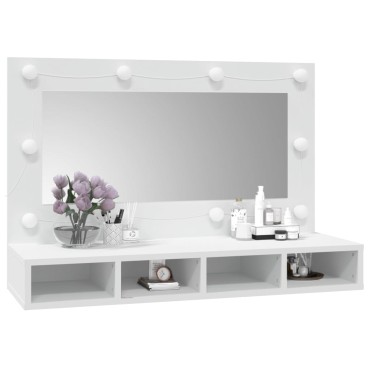 vidaXL Έπιπλο Καθρέπτη με LED Λευκό 90x31,5x62cm 1 τεμ.