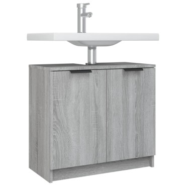 vidaXL Ντουλάπι Μπάνιου Γκρι sonoma 64,5x33,5x59cm Επεξεργασμένο Ξύλο 1 τεμ.