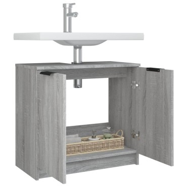 vidaXL Ντουλάπι Μπάνιου Γκρι sonoma 64,5x33,5x59cm Επεξεργασμένο Ξύλο 1 τεμ.