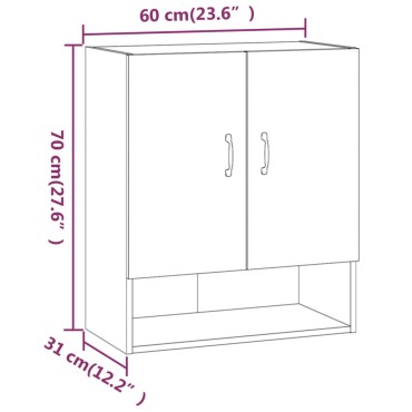 vidaXL Ντουλάπι Τοίχου Καπνιστή Δρυς 60x31x70cm Επεξεργασμένο Ξύλο 1 τεμ.