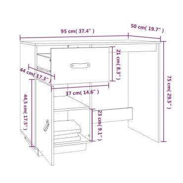 vidaXL Γραφείο 95x50x75cm από Μασίφ Ξύλο Πεύκου 1 τεμ.