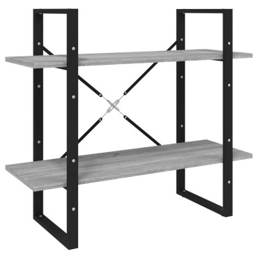 vidaXL Βιβλιοθήκη με 2 Ράφια Γκρι Sonoma 80x30x70cm Επεξεργ. Ξύλο 1 τεμ.