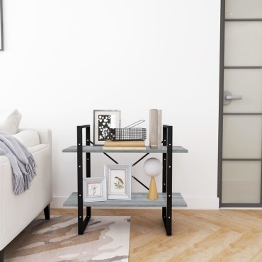 vidaXL Βιβλιοθήκη με 2 Ράφια Γκρι Sonoma 80x30x70cm Επεξεργ. Ξύλο 1 τεμ.