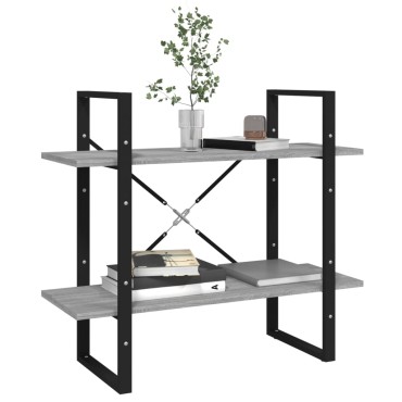 vidaXL Βιβλιοθήκη με 2 Ράφια Γκρι Sonoma 80x30x70cm Επεξεργ. Ξύλο 1 τεμ.