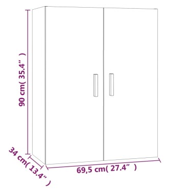 vidaXL Ντουλάπι Τοίχου Κρεμαστό Λευκό 69,5x34x90cm 1 τεμ.