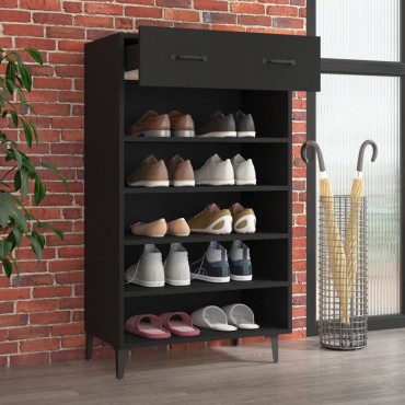 vidaXL Παπουτσοθήκη Μαύρη 60x35x105cm από Επεξεργασμένο Ξύλο