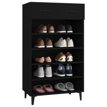 vidaXL Παπουτσοθήκη Μαύρη 60x35x105cm από Επεξεργασμένο Ξύλο