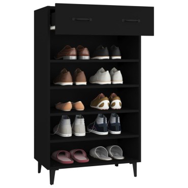 vidaXL Παπουτσοθήκη Μαύρη 60x35x105cm από Επεξεργασμένο Ξύλο