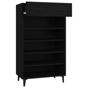 vidaXL Παπουτσοθήκη Μαύρη 60x35x105cm από Επεξεργασμένο Ξύλο