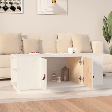 vidaXL Τραπεζάκι Σαλονιού Λευκό 100x50x41cm από Μασίφ Ξύλο Πεύκου 1 τεμ.