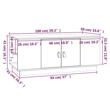 vidaXL Τραπεζάκι Σαλονιού Λευκό 100x50x41cm από Μασίφ Ξύλο Πεύκου 1 τεμ.