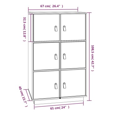 vidaXL Ντουλάπι 67x40x108,5cm από Μασίφ Ξύλο Πεύκου 1 τεμ.