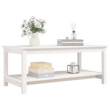 vidaXL Τραπεζάκι Σαλονιού Λευκό 110x55x45cm από Μασίφ Ξύλο Πεύκου 1 τεμ.