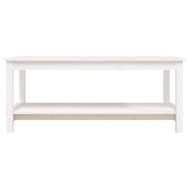 vidaXL Τραπεζάκι Σαλονιού Λευκό 110x55x45cm από Μασίφ Ξύλο Πεύκου 1 τεμ.