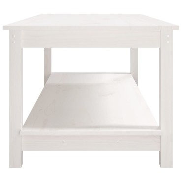 vidaXL Τραπεζάκι Σαλονιού Λευκό 110x55x45cm από Μασίφ Ξύλο Πεύκου 1 τεμ.