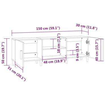 vidaXL Έπιπλο Τηλεόρασης Καπνιστή Δρυς 150x30x50cm Επεξ. Ξύλο