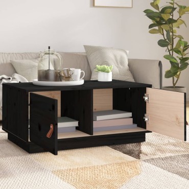vidaXL Τραπεζάκι Σαλονιού Μαύρο 80x50x35cm από Μασίφ Ξύλο Πεύκου 1 τεμ.