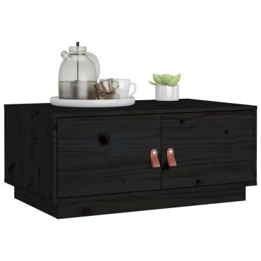 vidaXL Τραπεζάκι Σαλονιού Μαύρο 80x50x35cm από Μασίφ Ξύλο Πεύκου 1 τεμ.
