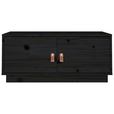 vidaXL Τραπεζάκι Σαλονιού Μαύρο 80x50x35cm από Μασίφ Ξύλο Πεύκου 1 τεμ.