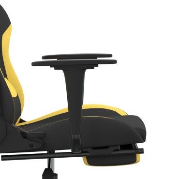 vidaXL Καρέκλα Μασάζ Gaming Μαύρη/Κίτρινο Ύφασμα με Υποπόδιο 64x60x(117-127)cm 1 τεμ.