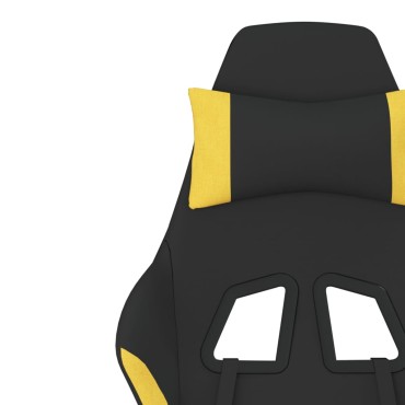 vidaXL Καρέκλα Μασάζ Gaming Μαύρη/Κίτρινο Ύφασμα με Υποπόδιο 64x60x(117-127)cm 1 τεμ.
