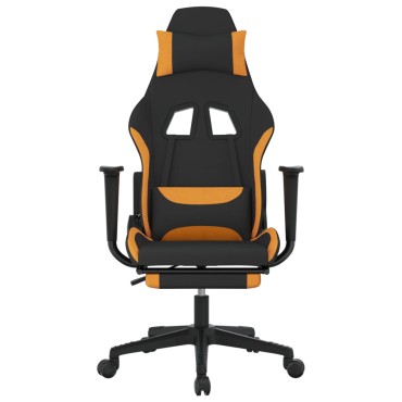 vidaXL Καρέκλα Μασάζ Gaming Μαύρο/Πορτοκαλί Ύφασμα με Υποπόδιο 64x60x(117-127)cm 1 τεμ.