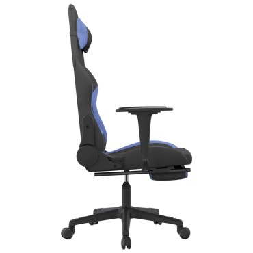 vidaXL Καρέκλα Μασάζ Gaming Μαύρη/Μπλε Ύφασμα με Υποπόδιο 64x60x(117-127)cm 1 τεμ.