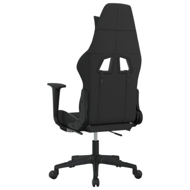 vidaXL Καρέκλα Μασάζ Gaming Μαύρη/Λευκή Ύφασμα με Υποπόδιο 64x60x(117-127)cm 1 τεμ.