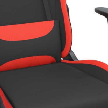 vidaXL Καρέκλα Μασάζ Gaming Μαύρο και Κόκκινη Ύφασμα με Υποπόδιο 64x60x(117-127)cm 1 τεμ.