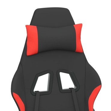 vidaXL Καρέκλα Μασάζ Gaming Μαύρο και Κόκκινη Ύφασμα με Υποπόδιο 64x60x(117-127)cm 1 τεμ.